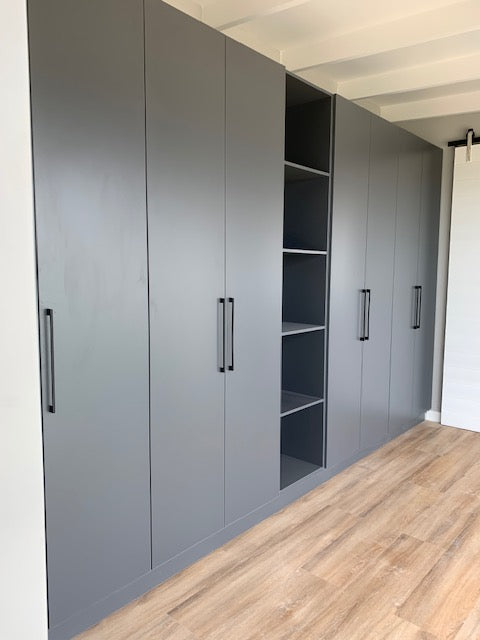 Wardrobe with a matte grey finish